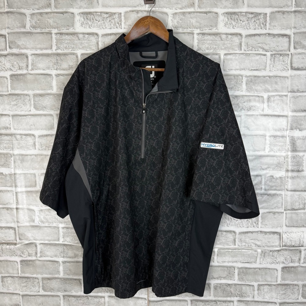 FootJoy DryJoys HydroLite Golf Rain Shirt Men XL Black Grey Quarter Zip Pullover